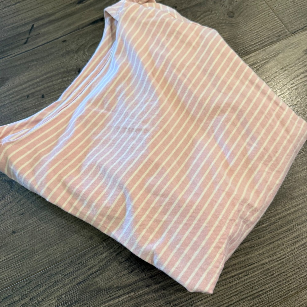 Talbots Petites Pink White Striped Boat Neck 3/4‎ Sleeve Knit Top Size P